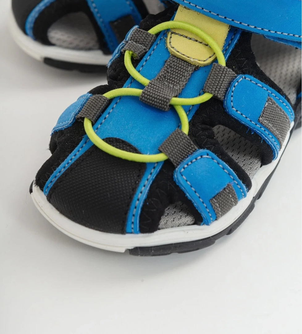 Unisex Çocuk Sax Mavi Deri Ortopedik Outdoor Çocuk Sandalet