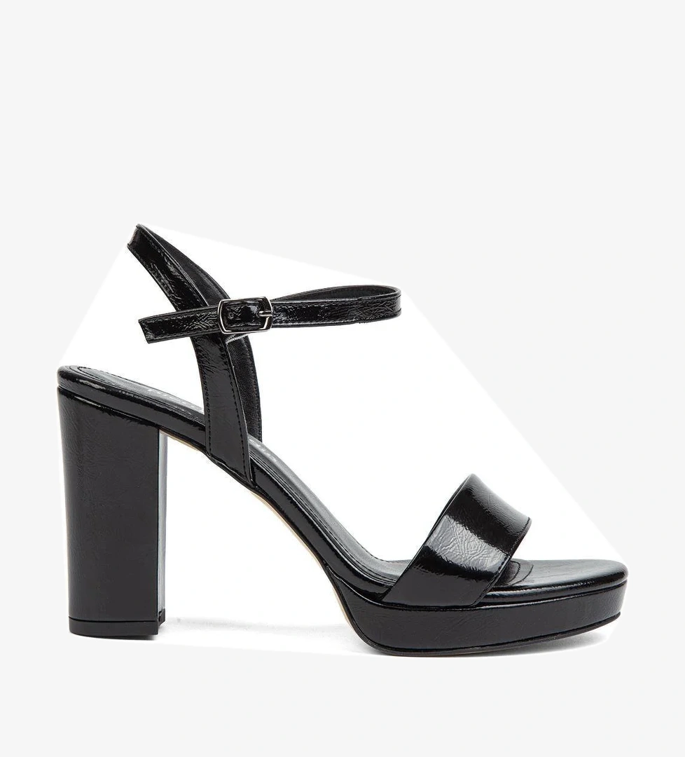 ® | PC-52370-3822 Siyah Kırışık - Kadın Topuklu Ayakkabı - Görsel 1