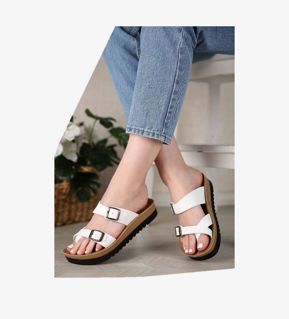 Kadın Baş Parmak Arası Terlik BEYAZ CİLT