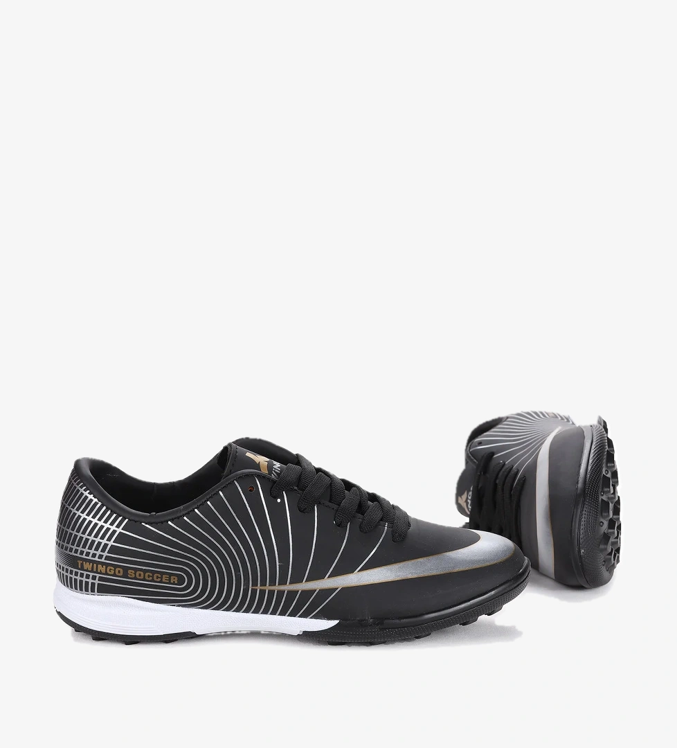 130 Halı Saha Erkek Çocuk Futbol Ayakkabı Siyah - Gümüş