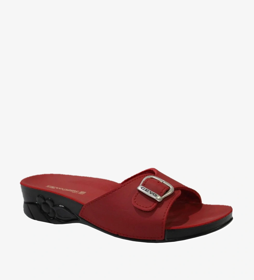 Flora-6 Kırmızı Ortapedik Bayan Terlik &amp; Sandalet - Görsel 1