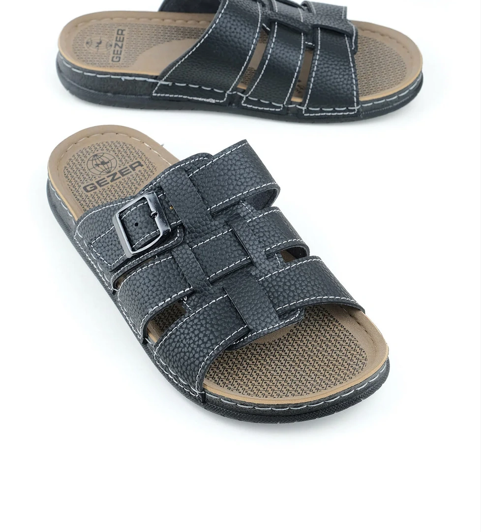 Erkek Yazlık Tek Toka Suni Deri Ayarlanabilir Günlük Terlik - Görsel 1