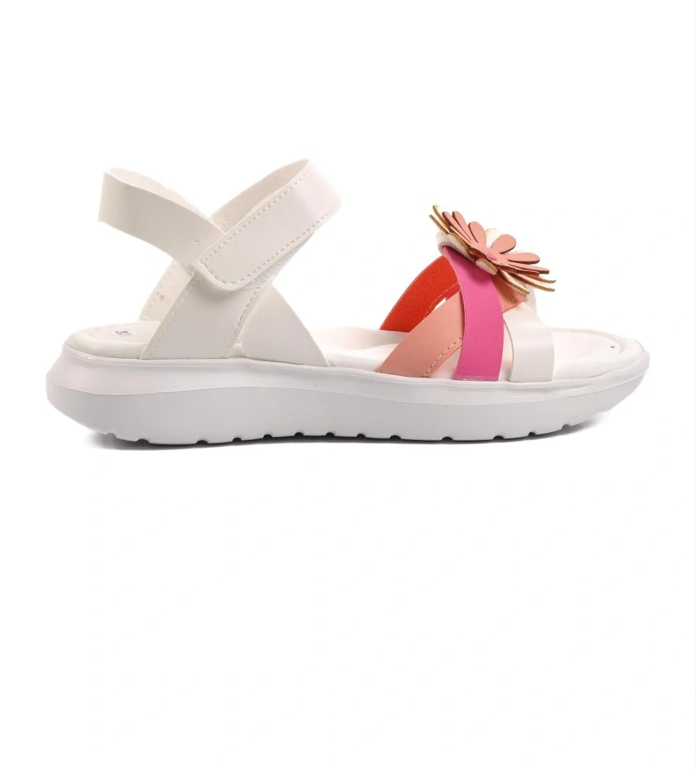 Şng 8010-F Beyaz-Fuşya-Pembe Kız Çocuk Sandalet - Görsel 1