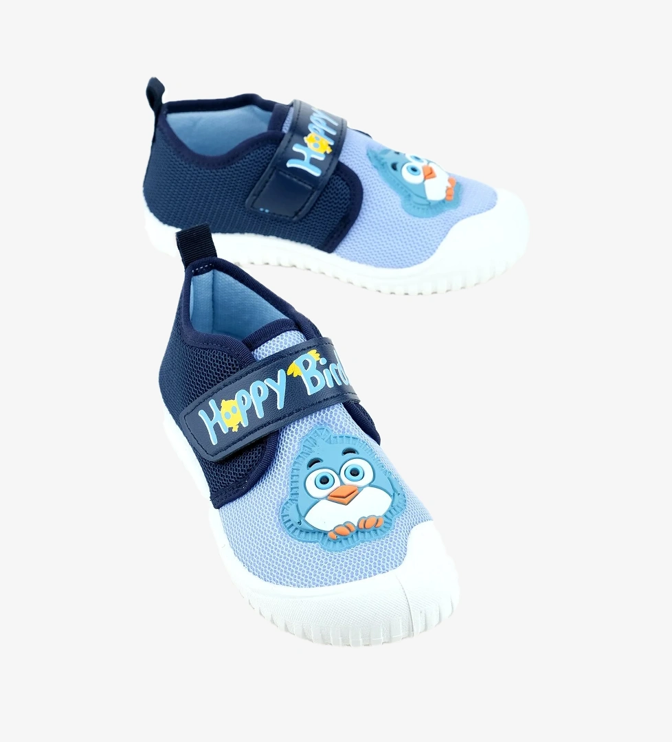 Yazlık Erkek Çocuk Keten Happy Bird Cırt Cırtlı Ayarlanabilir Ayakkabı - Görsel 1