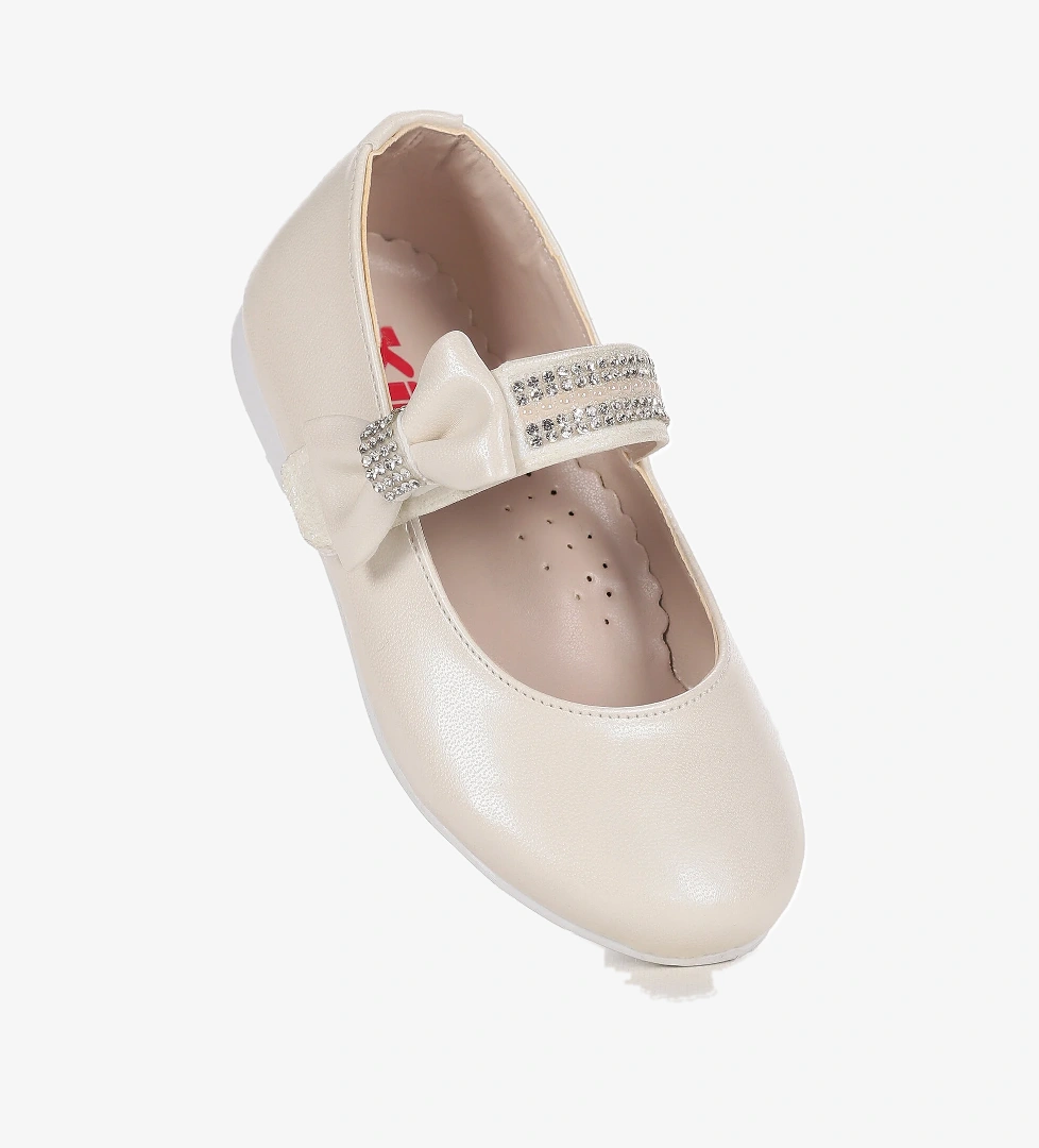 Cerry Cilt Cırtlı Kız Çocuk Taşlı Babet Ayakkabı Sedef