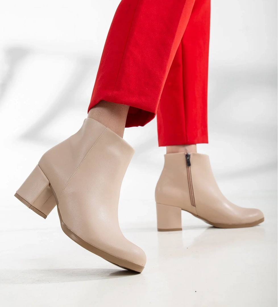 D0520 Garantili Kadın Soğuk Geçirmez Fermuarlı Bot_Nut