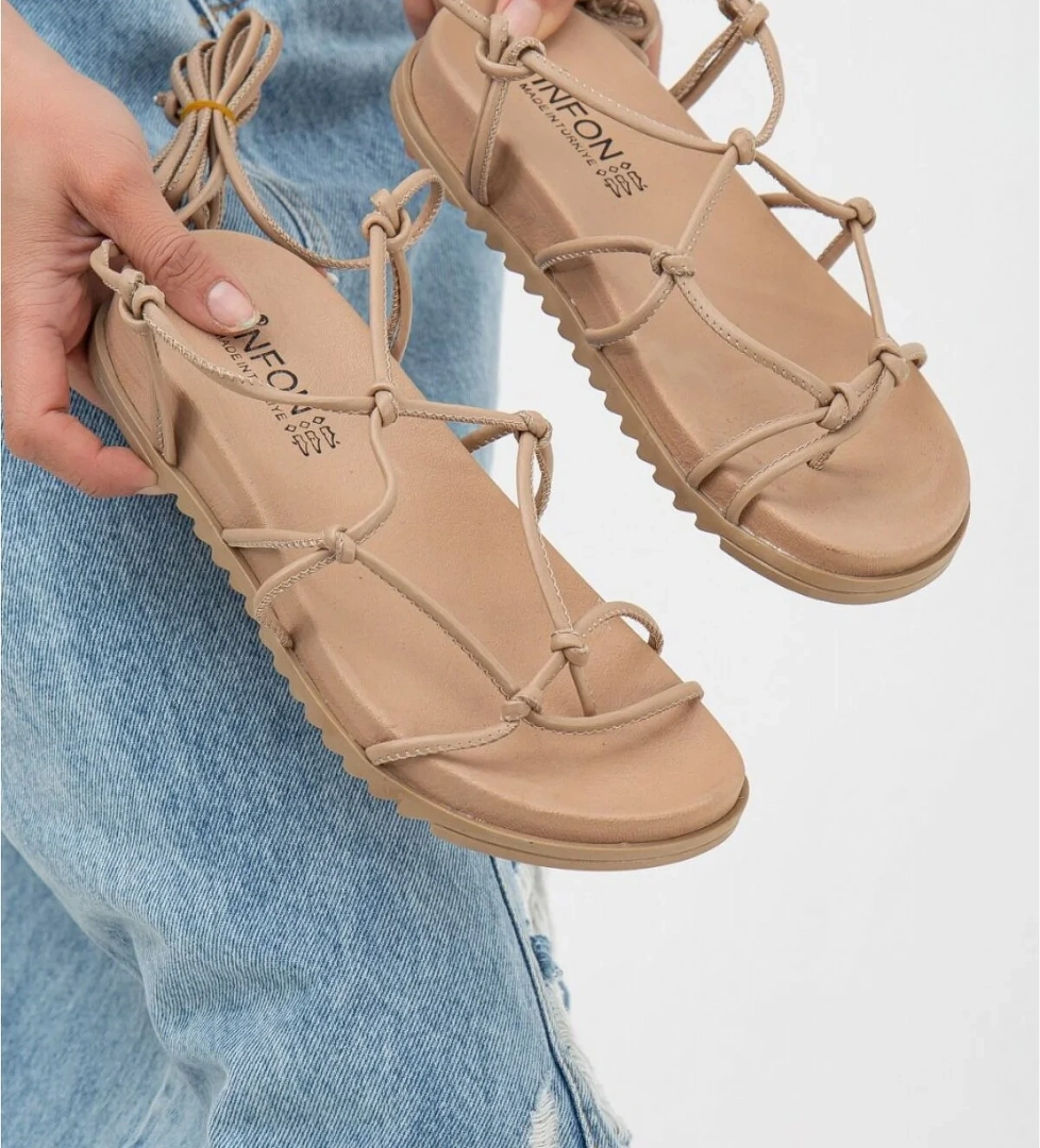 Garantili D1001 Günlük Ortopedik Kadın Sandalet_Nut