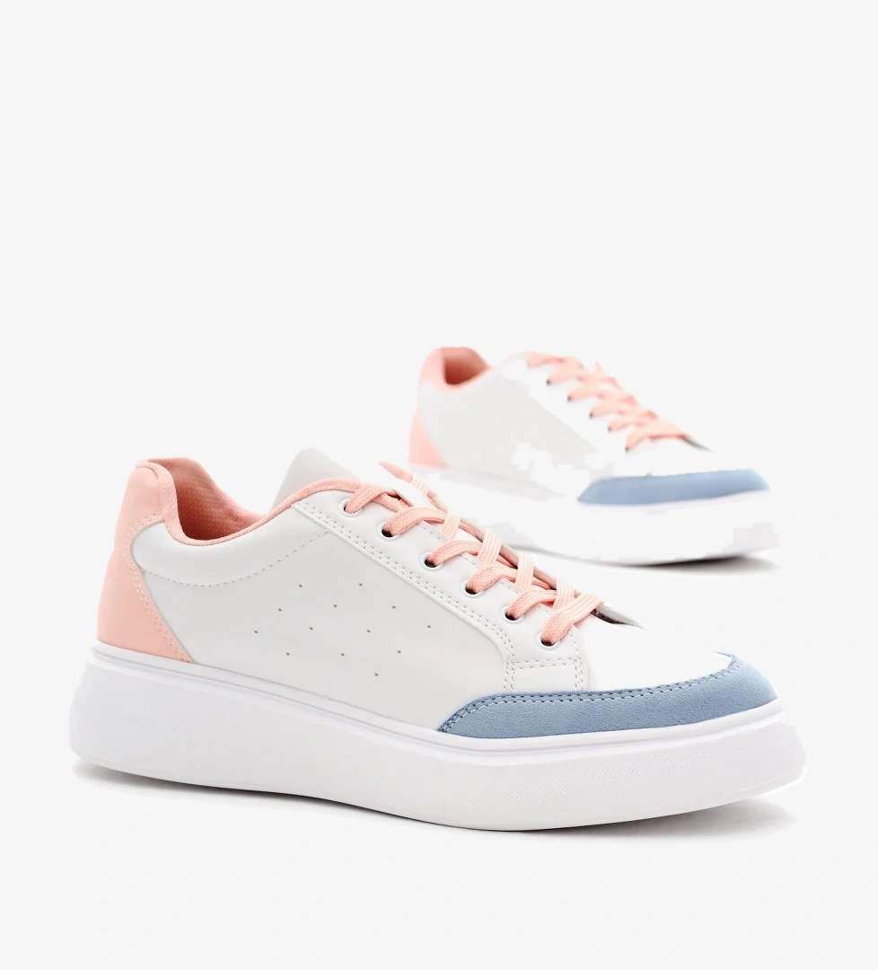 Tonny Black Kadın Beyaz Pudra Rahat Kalıp Yüksek Poli Taban Bağcıklı Spor Ayakkabı