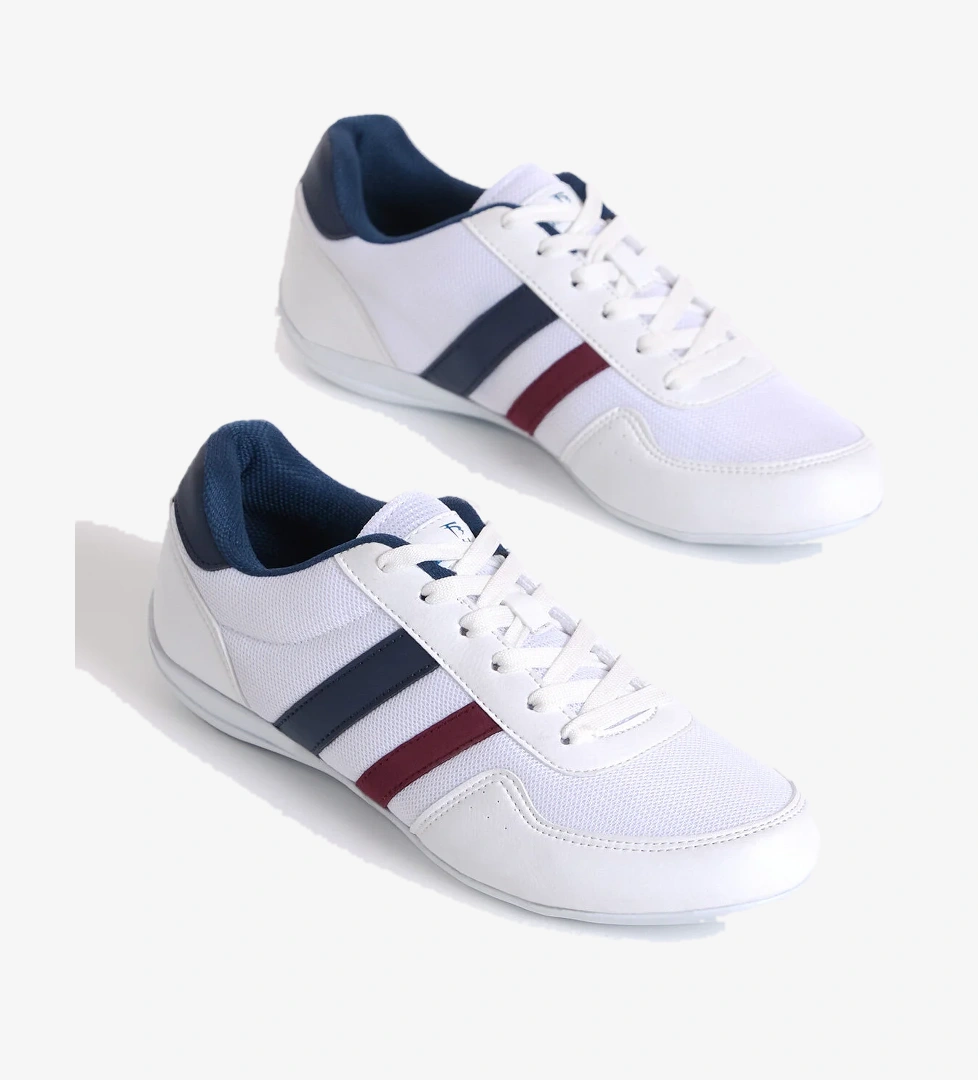 Erkek Beyaz Yanı Şeritli Bağcıklı Spor Ayakkabı - Görsel 1