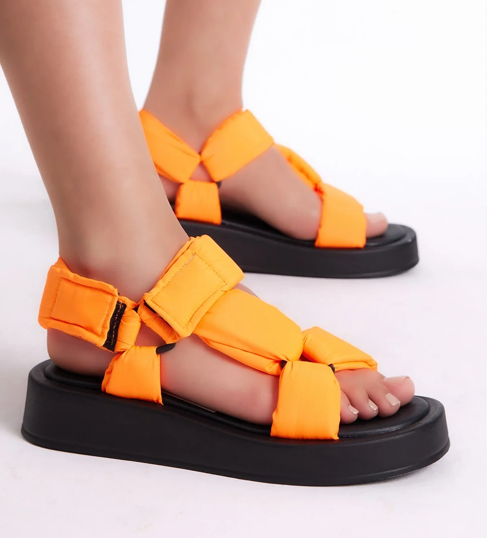 Tonny Black Kadın Oranj Paraşüt Kumaş Cırtlı Yüksek Taban Sandalet model görseli