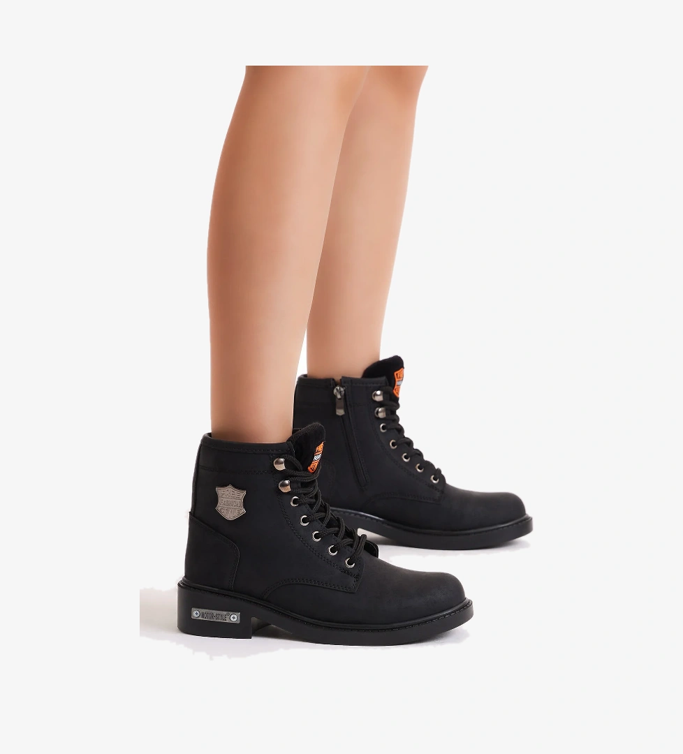 Tonny Black Unisex Siyah Bağcıklı ve Fermuarlı Bot model görseli