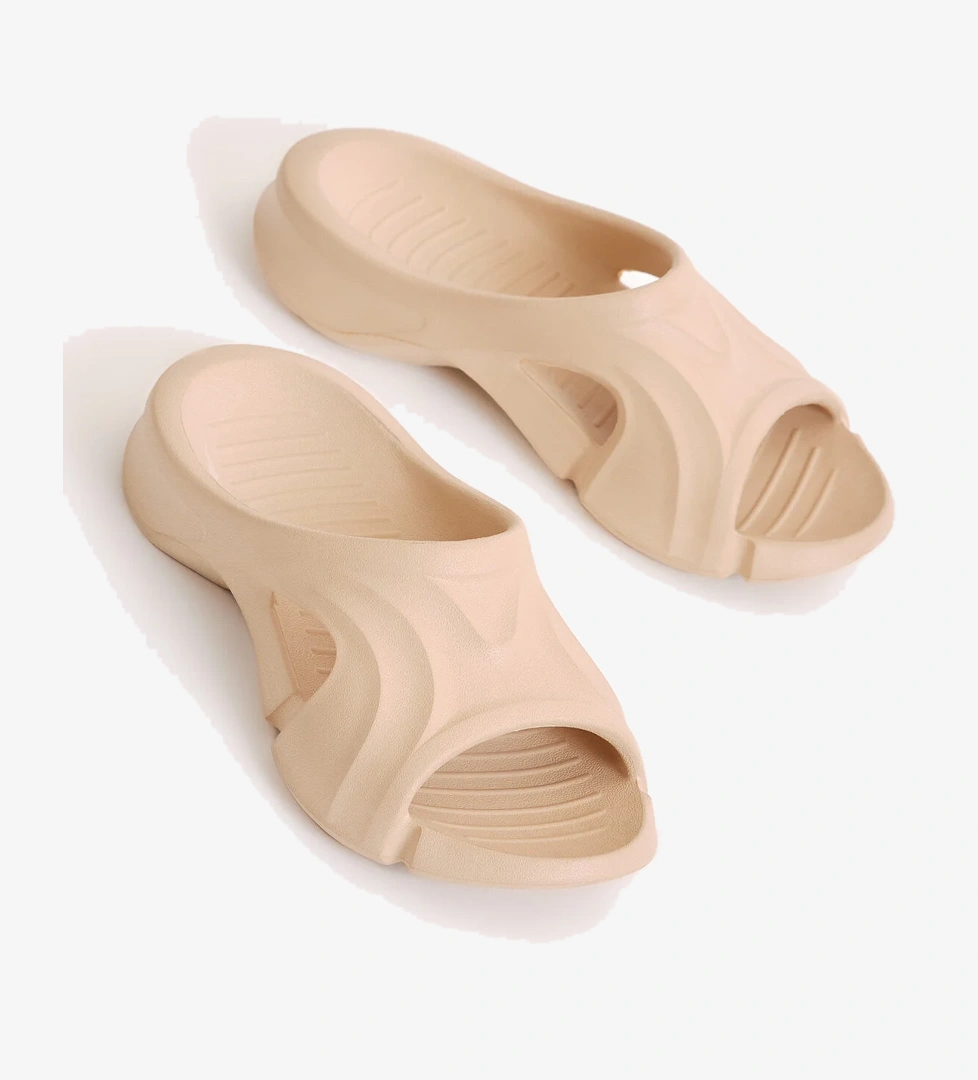 Unisex Bej Desenli Kalın Tabanlı Eva Terlik