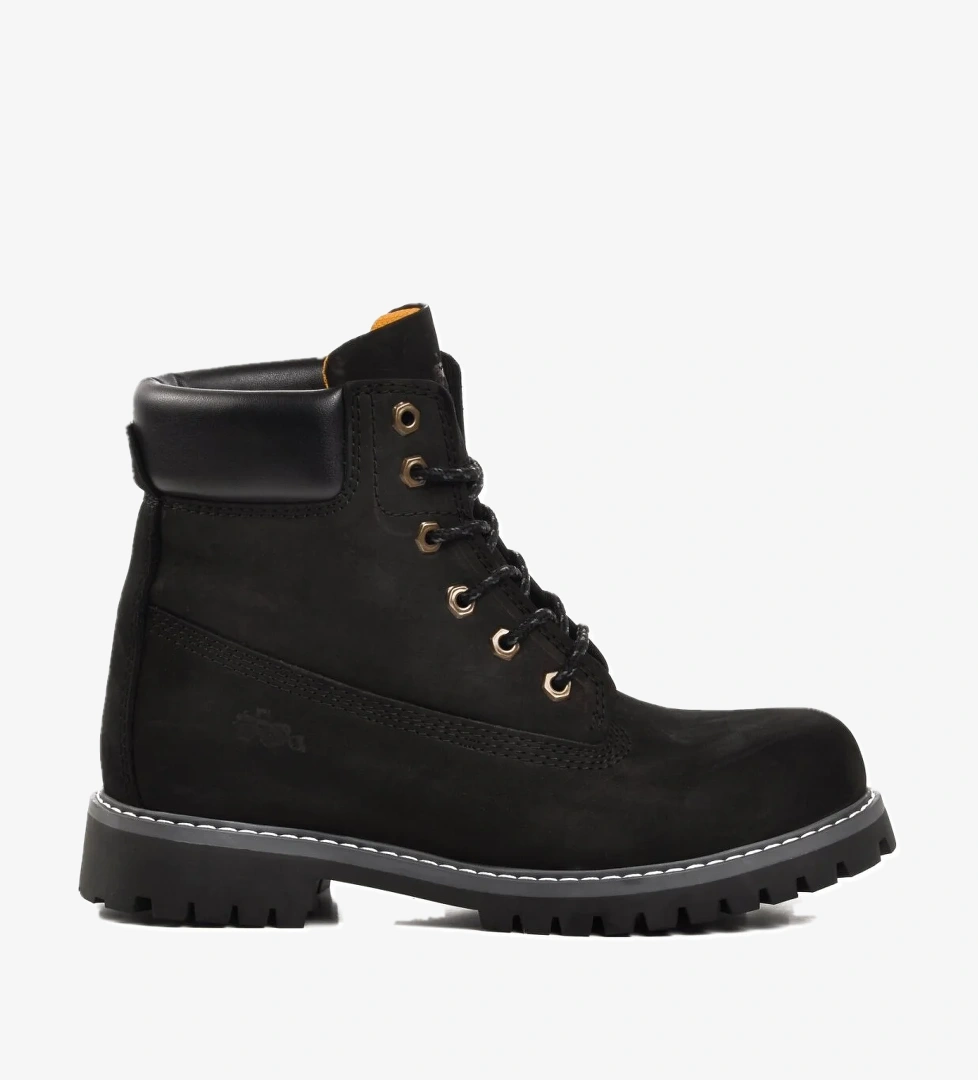 240202 Siyah Nubuk Hakiki Deri Bağcıklı Erkek Bot