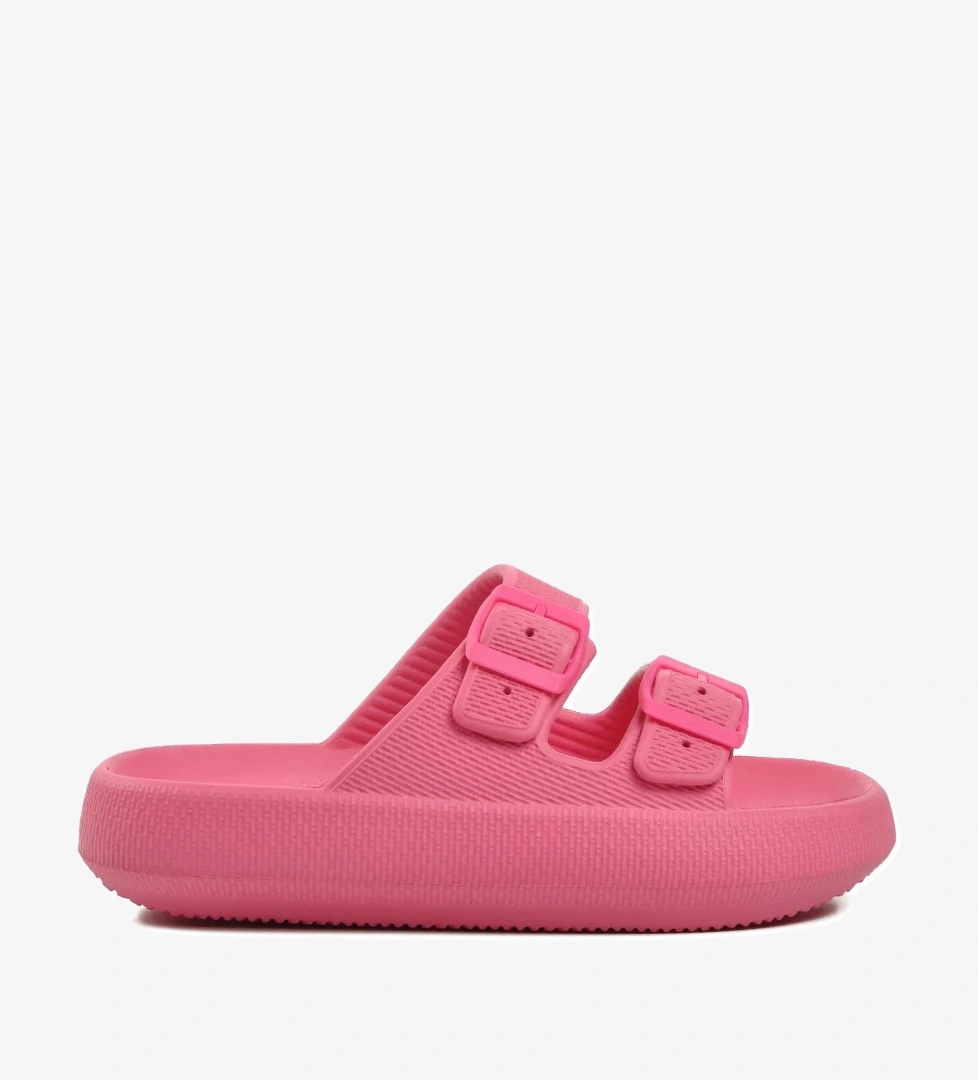 23Y001 Anna Fuşya Çift Bantlı Kadın Terlik - Görsel 1