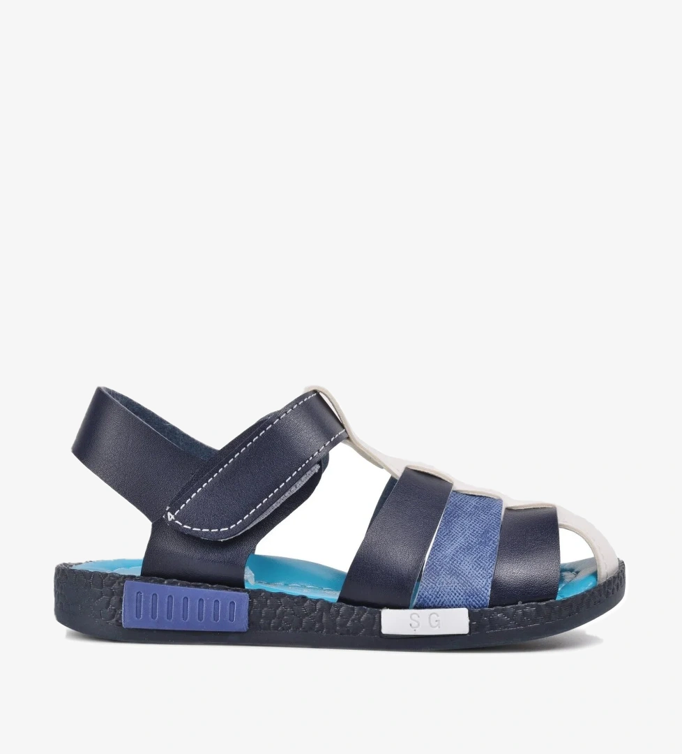Şiringenç 210111 Lacivert-Kot-Beyaz Comfort Erkek Çocuk Sandalet