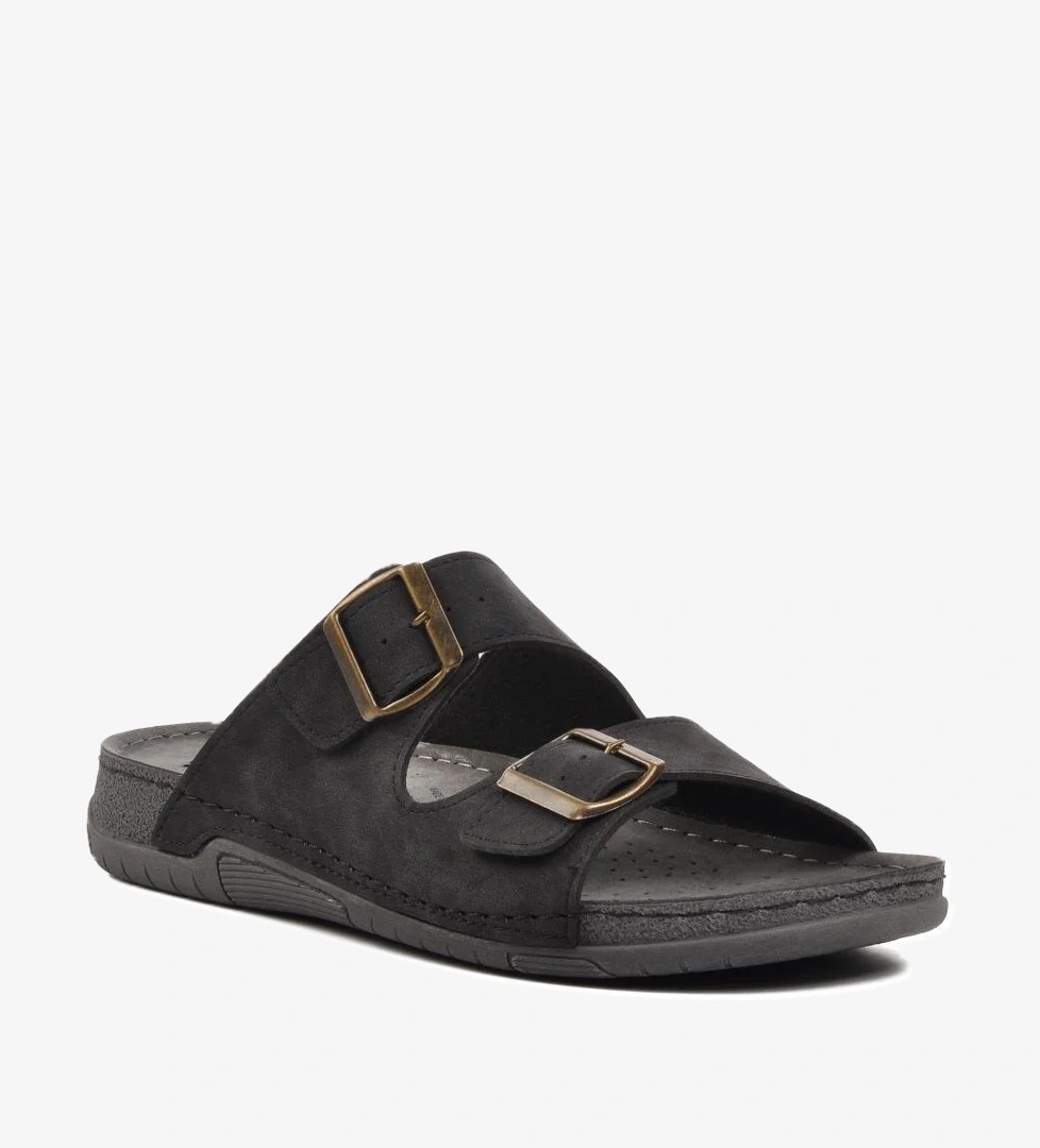 64.002 Siyah Çift Bantlı Erkek Terlik