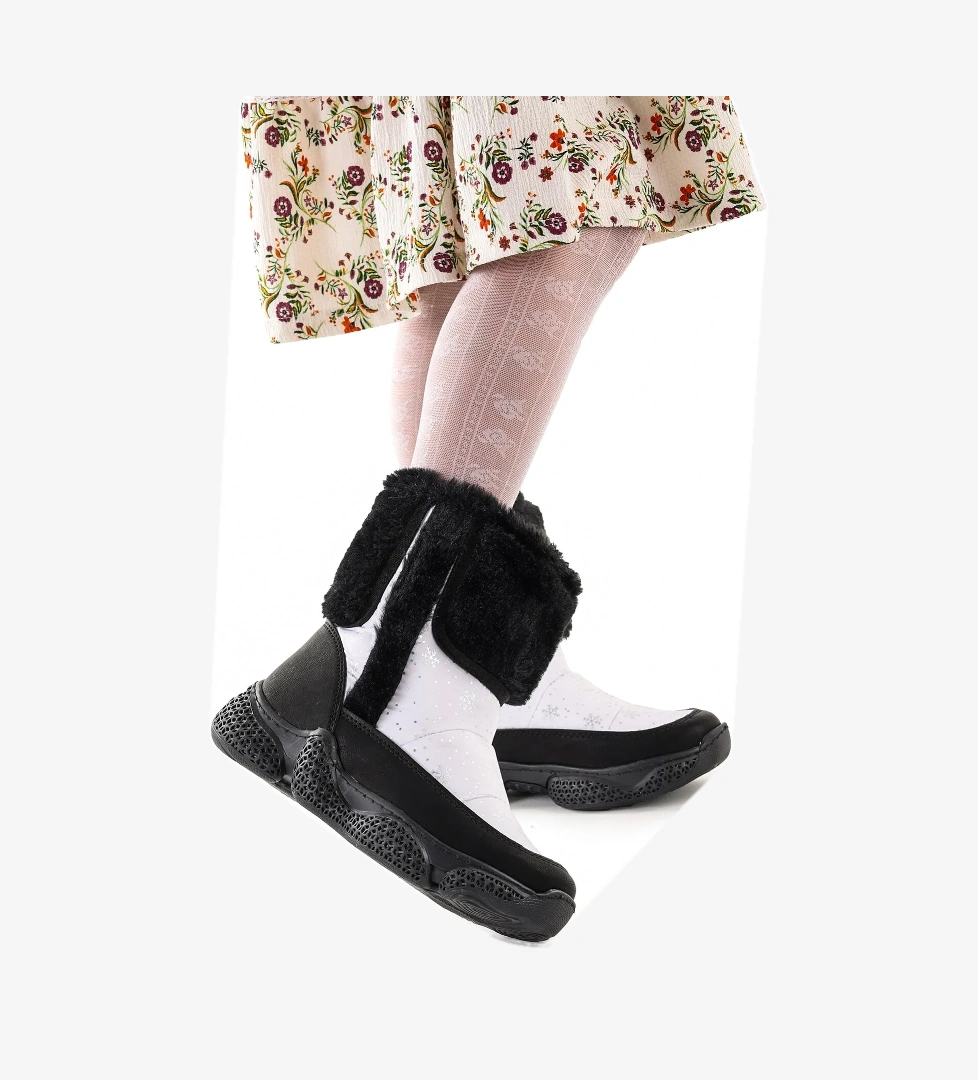 Lp Kardeşen Kız Çocuk Kar Bot Ayakkabı Beyaz - Siyah