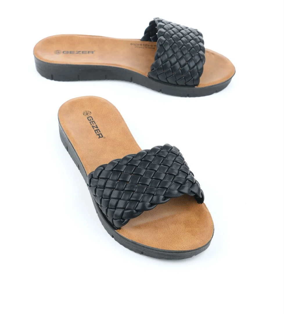 Gezer Gezer Siyah Yazlık Suni Deri Kadın Terlik Sandalet & Terlik | Flo Siyah - 1. görsel