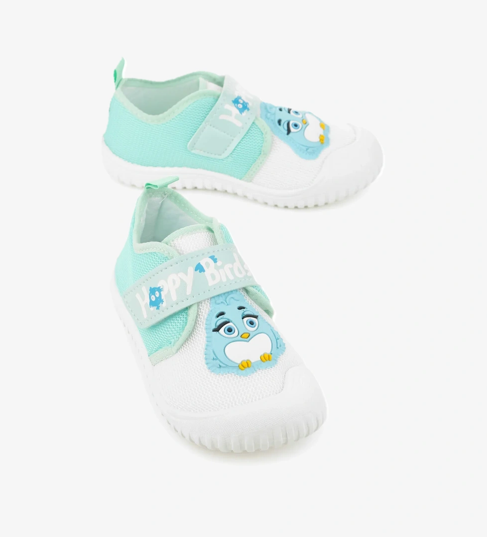 Yazlık Kız Çocuk Keten Happy Bird Cırt Cırtlı Ayarlanabilir Ayakkabı - Görsel 1