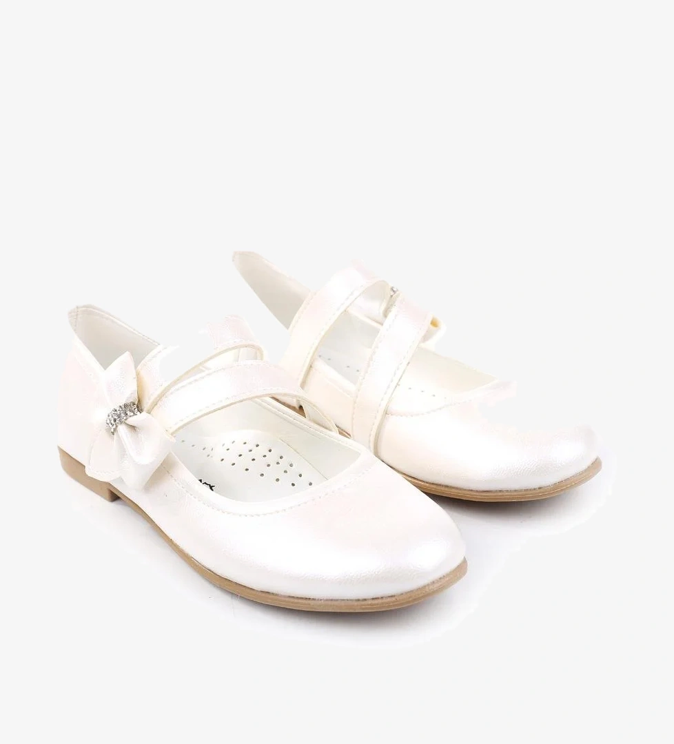 Papuç Sepeti Ortaç 2082 Kız Çocuk Balerin Fiyonk Cırtlı Rugan Babet Ayakkabı