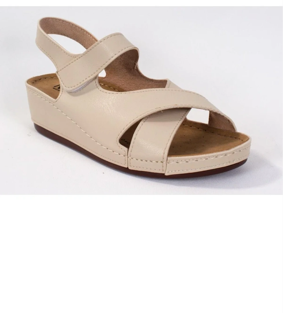 DZA37-1810 Bej Günlük Ortopedik Kadın Sandalet