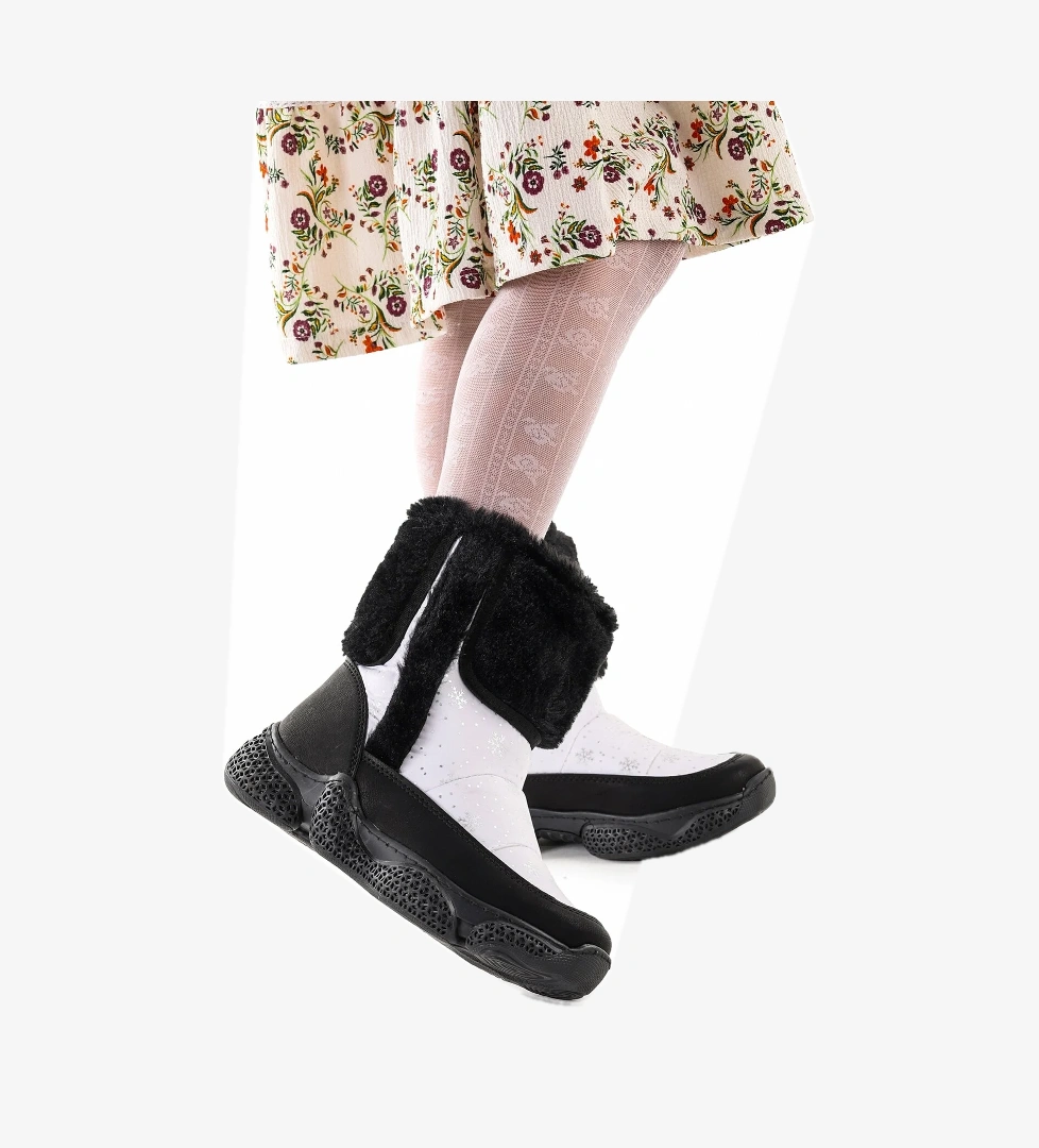 Lp 155-145 Kız Çocuk Kar Bot Ayakkabı Beyaz - Siyah - Görsel 1