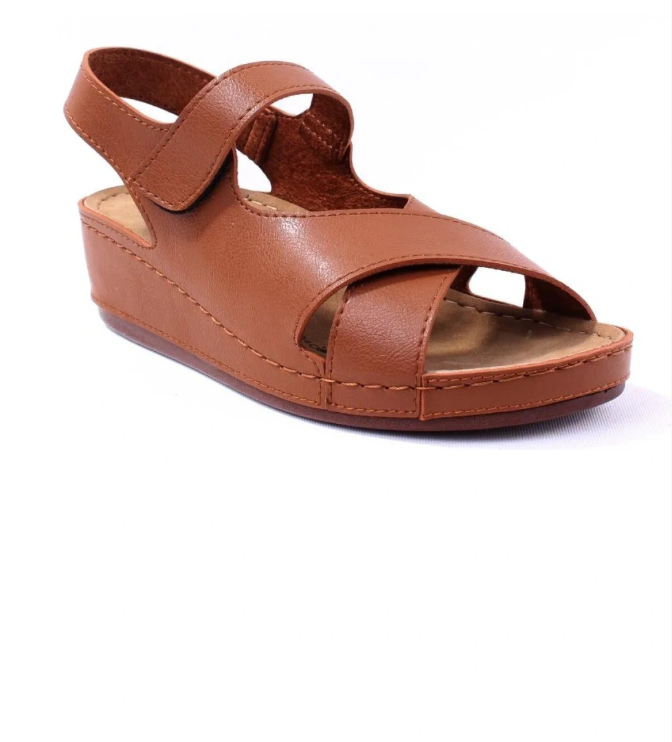 DZA37-1810 Taba Günlük Ortopedik Kadın Sandalet - Görsel 1