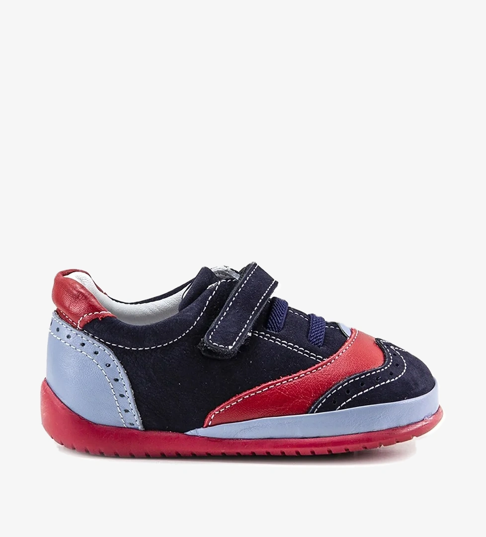 Unisex Çocuk Laci-Kırmızı-Sax Deri Ortopedik Destekli İlk Adım Ayakkabı - Görsel 1