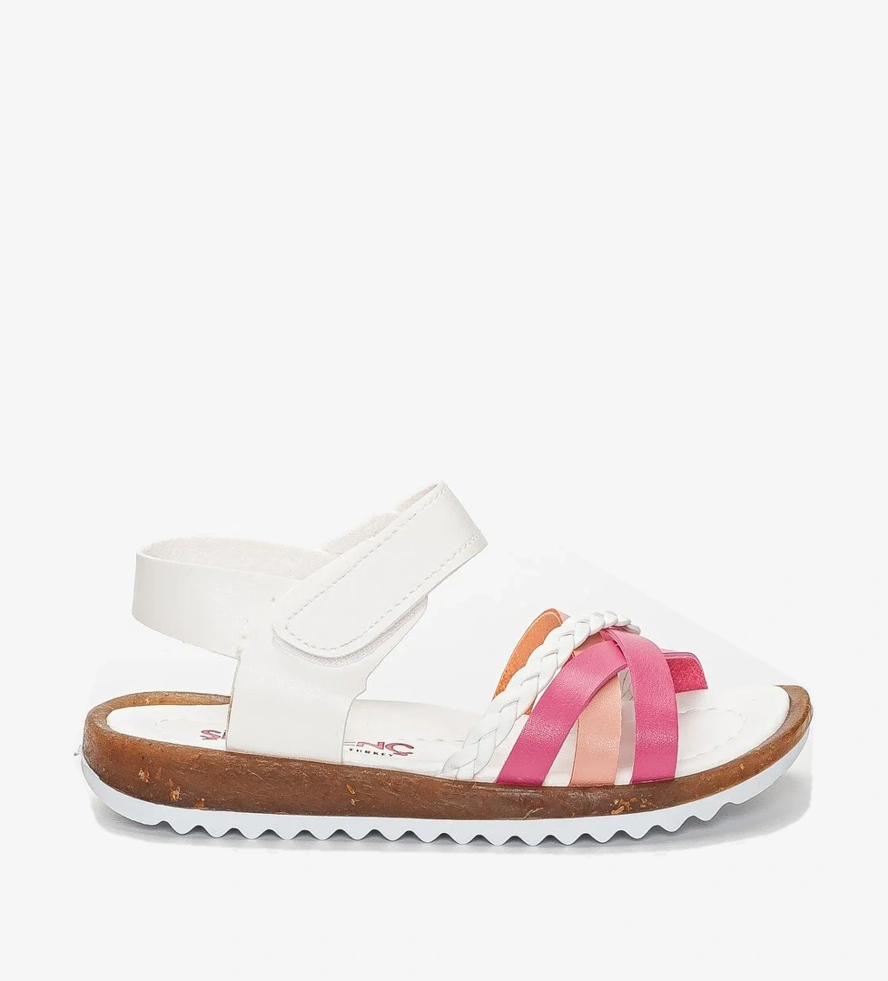 Şirin Bebe 3326 Beyaz Pembe Kız Çocuk Sandalet Ayakkabı model görseli