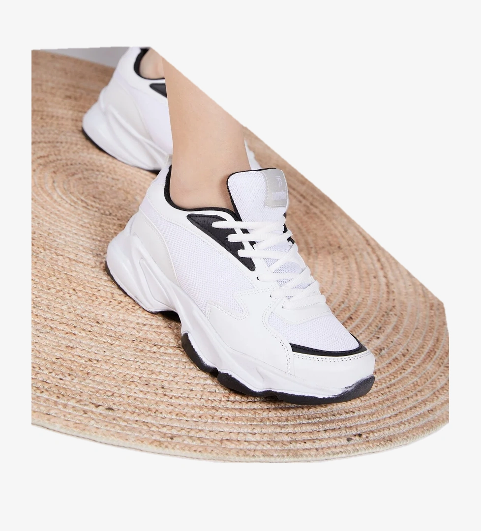 Unisex Beyaz Siyah Spor Ayakkabı Zyp