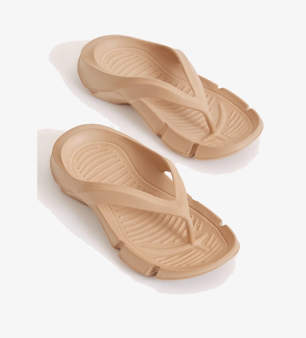 Kadın Krem Kalın Tabanlı Parmak Arası Eva Terlik