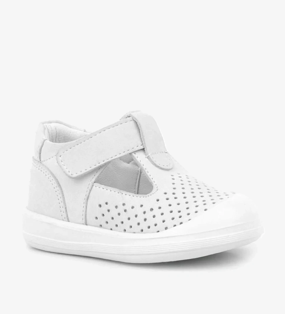 Shaun Hakiki Deri Beyaz Cırtlı Anatomik Bebek Sandalet - Görsel 1