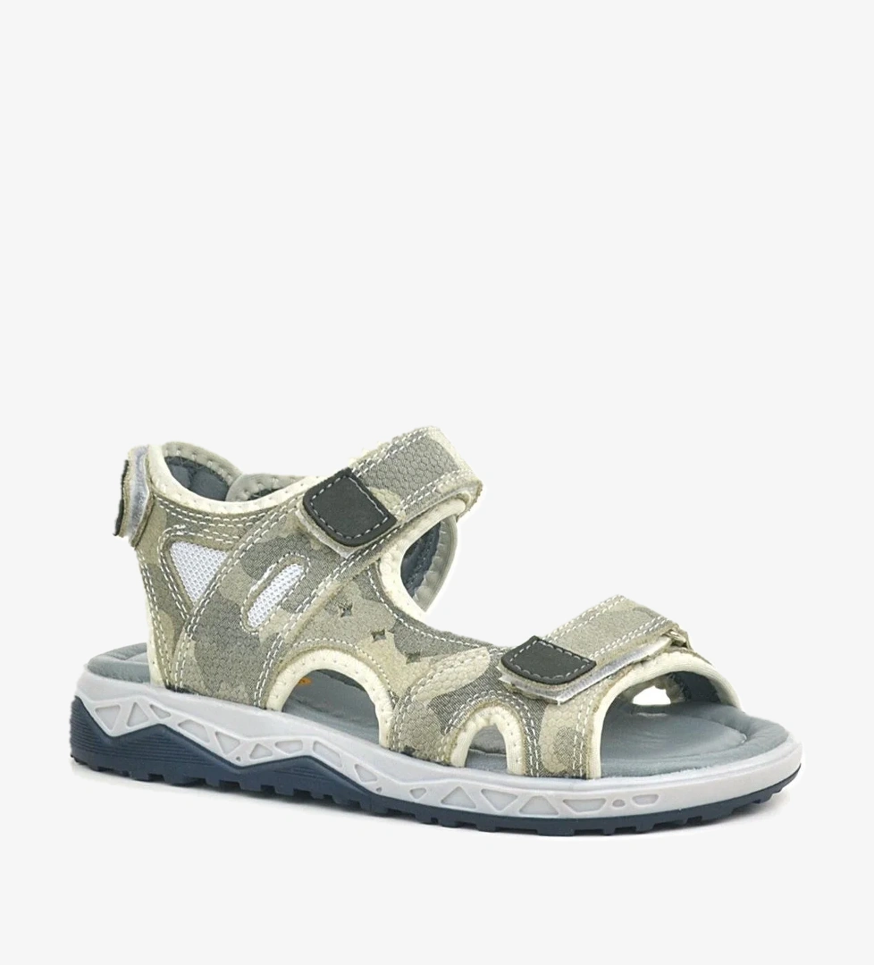 Hakiki Deri Bej Konfor Tabanlı Cırtlı Çocuk Sandalet - Görsel 1