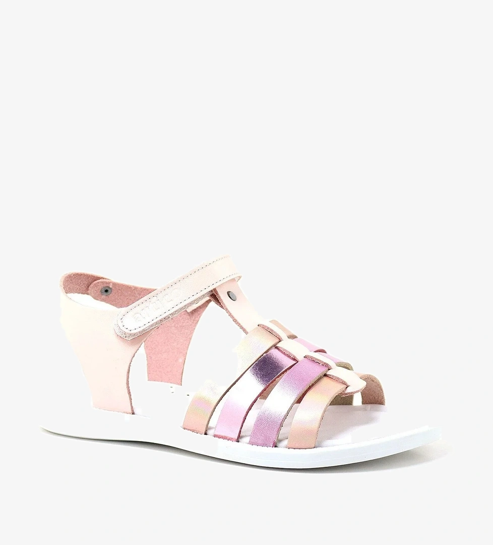 Artico Bellini Hakiki Deri Pembe Fuşya Vaketa Kız Çocuk Sandalet - Görsel 1