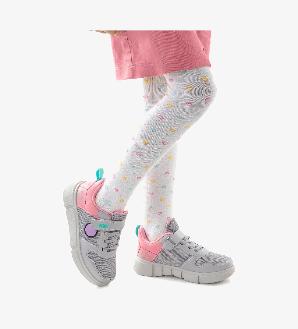 Kiko Kids Cırtlı Fileli Kız Çocuk Spor Ayakkabı 3011 Buz - Şeker model görseli