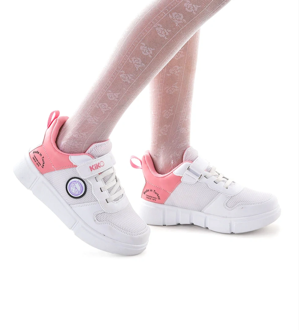 Kiko Kids Cırtlı Fileli Kız Çocuk Spor Ayakkabı 3011 Beyaz Buz - Şeker model görseli