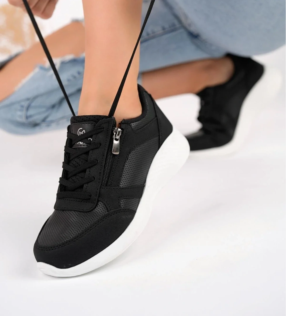 Asel Garantili Kadın Ortopedik Günlük Bağcıklı Yandan Fermuarlı Rahat Sneaker Spor Ayakkabı