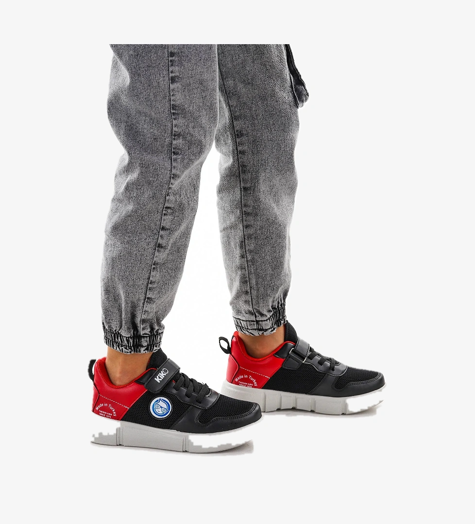 Cırtlı Fileli Erkek Çocuk Spor Ayakkabı 3011 Siyah - Kırmızı