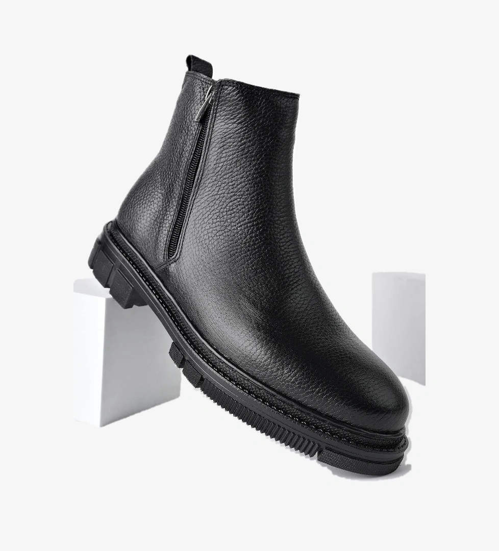 Chelsea Hakiki Deri Çift Fermuarlı Garantili Erkek Kışlık Bot