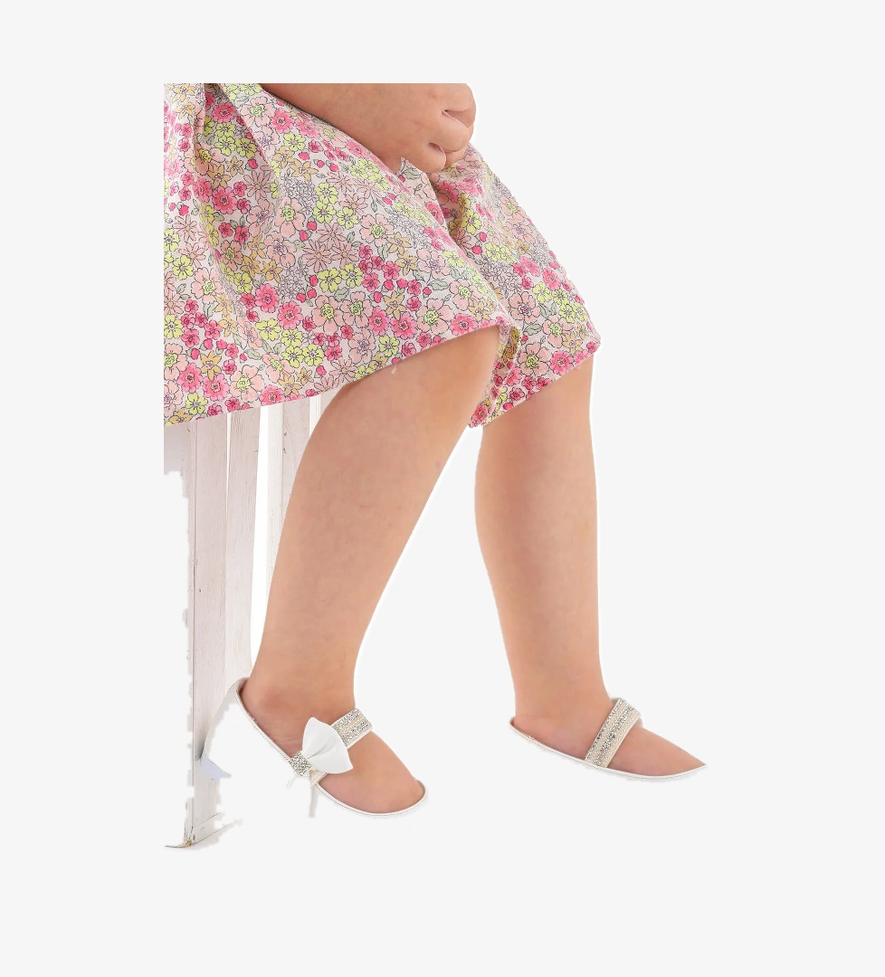 Cerry Cırtlı Kız Çocuk Taşlı Babet Ayakkabı Beyaz