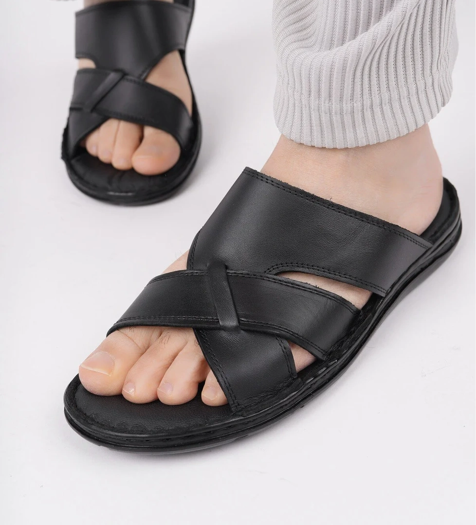 Eco Garantili Erkek Günlük Hakiki Deri Rahat Yumuşak Taban Ortopedik Terlik - Görsel 1