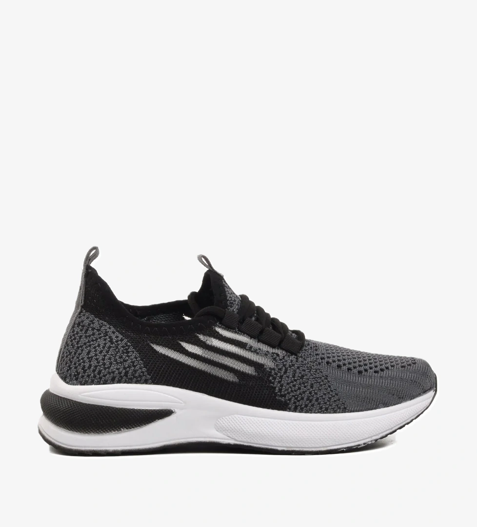 Ravello-F Siyah-Beyaz-Füme Süs Bağcıklı Fileli Çocuk Spor Ayakkabı