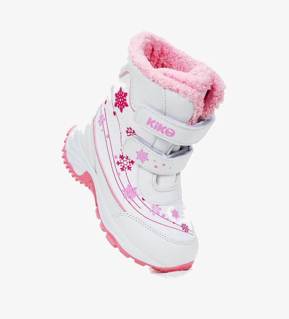 Kartanesi Cırtlı Kız Çocuk Kar Bot Soğuk Suya Dayanıklı Beyaz - Pembe