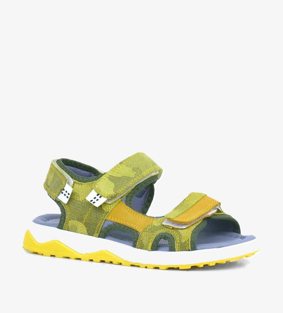 Hakiki Deri Sarı Cırtlı Çocuk Sandalet Ayakkabı - Görsel 1