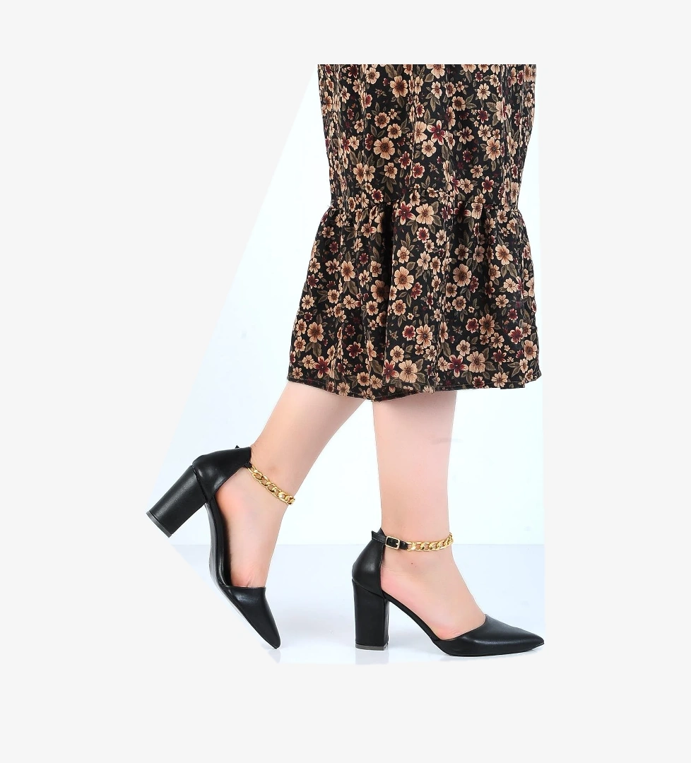 Subaşı 500 Komp Siyah Cilt 8cm Topuklu Kadın Ayakkabı model görseli