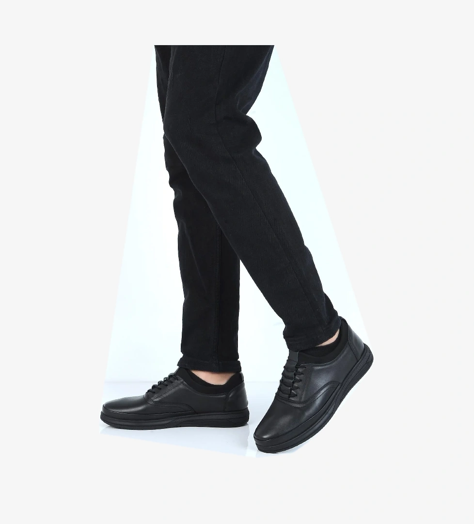 Berenni E842 Siyah Kauçuk %100 Deri Erkek Casual Ayakkabı model görseli