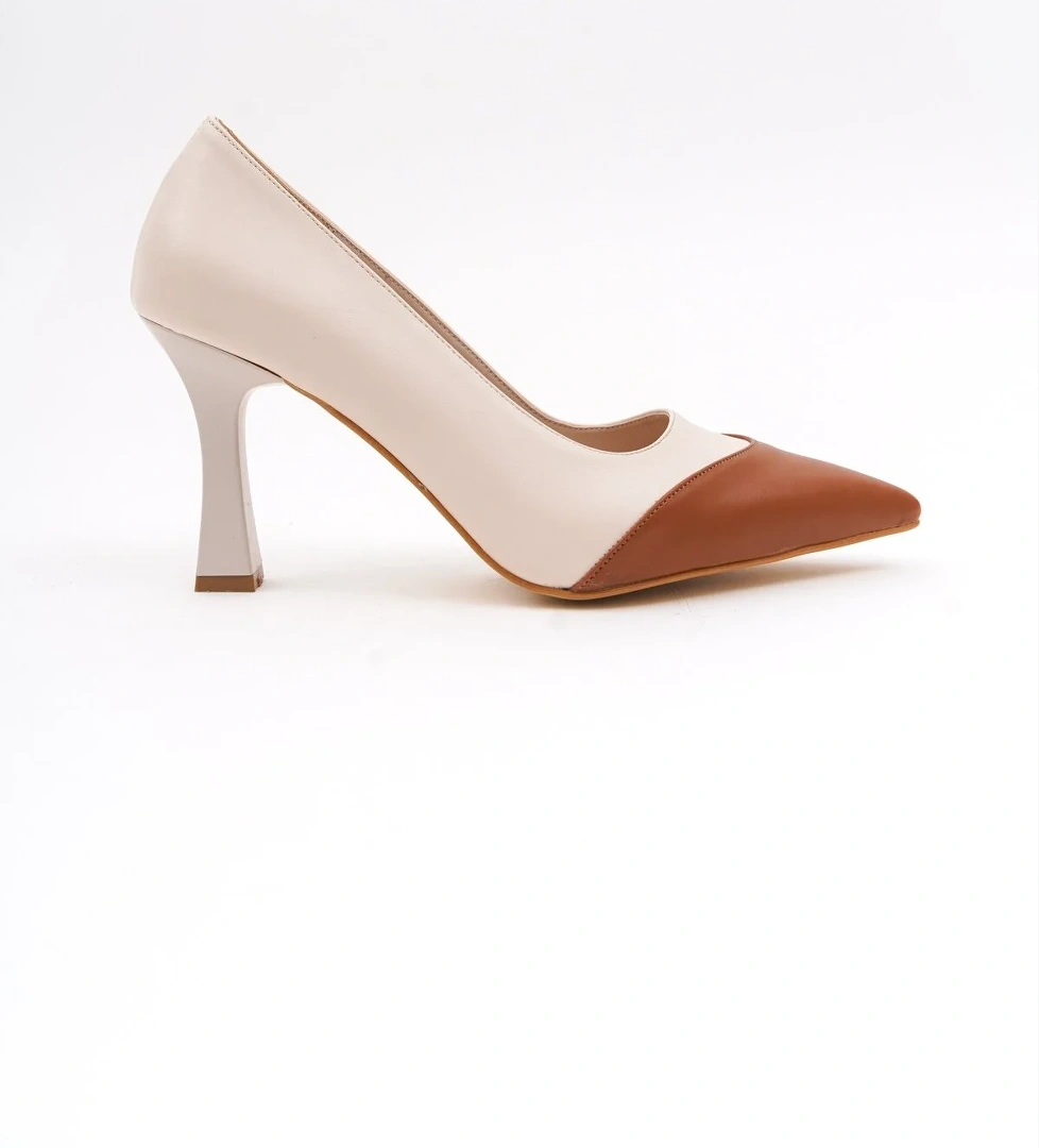 Joy Bej Taba Sivri Burun Topuklu (8cm) Günlük Ayakkabı - Görsel 1