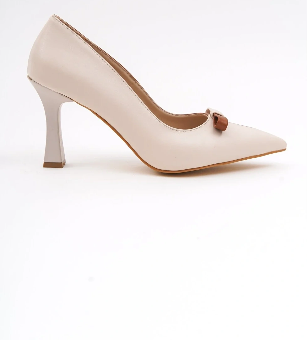Alissa Bej Taba Sivri Burun Topuklu (8cm) Günlük Ayakkabı - Görsel 1
