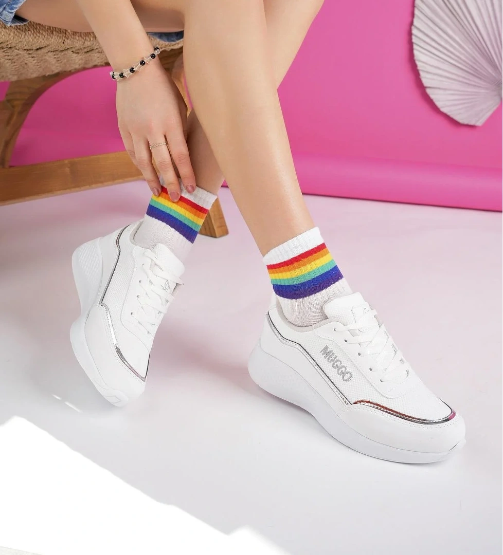 Happy Garantili Kadın Ortopedik Günlük Bağcıklı Şık Rahat Sneaker Spor Ayakkabı