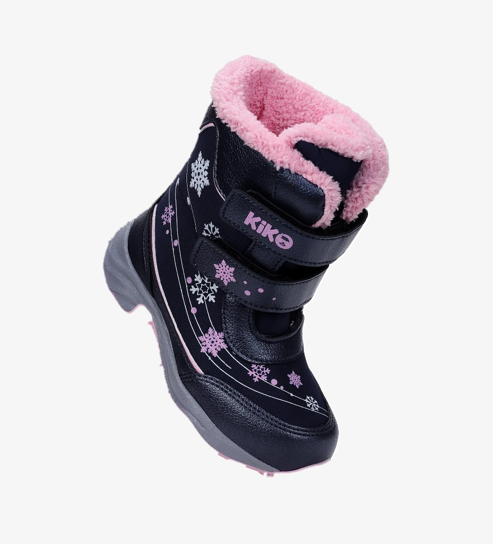 Kartanesi Cırtlı Kız Çocuk Kar Bot Soğuk Suya Dayanıklı Lacivert - Pembe